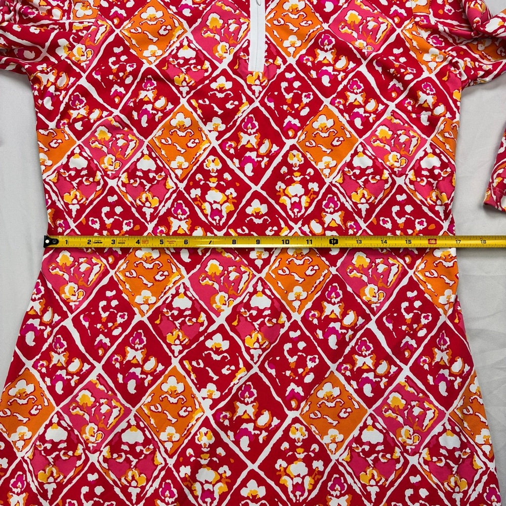 J. McLaughlin 1/4 Zip Catalina Cloth Geometric Red Orange Dress - Picture 5 of 14